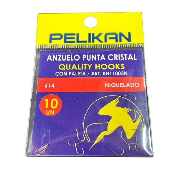 ANZUELOS PELIKAN PUNTA CRISTAL - PLATEADO CON PALETA1