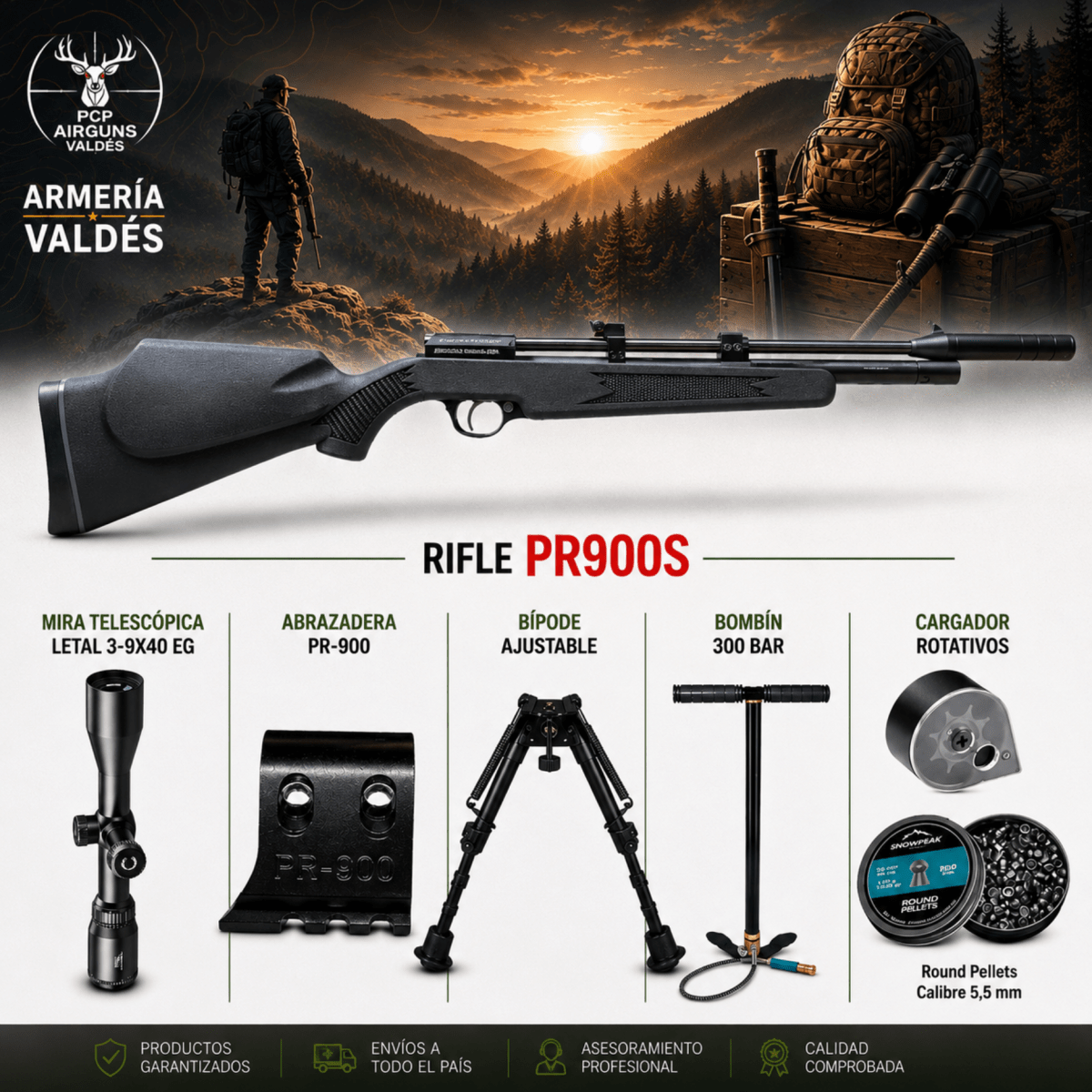 RIFLE PR900S GEN2 KIT COMPLETO + BIPODE + ABRAZADERA1