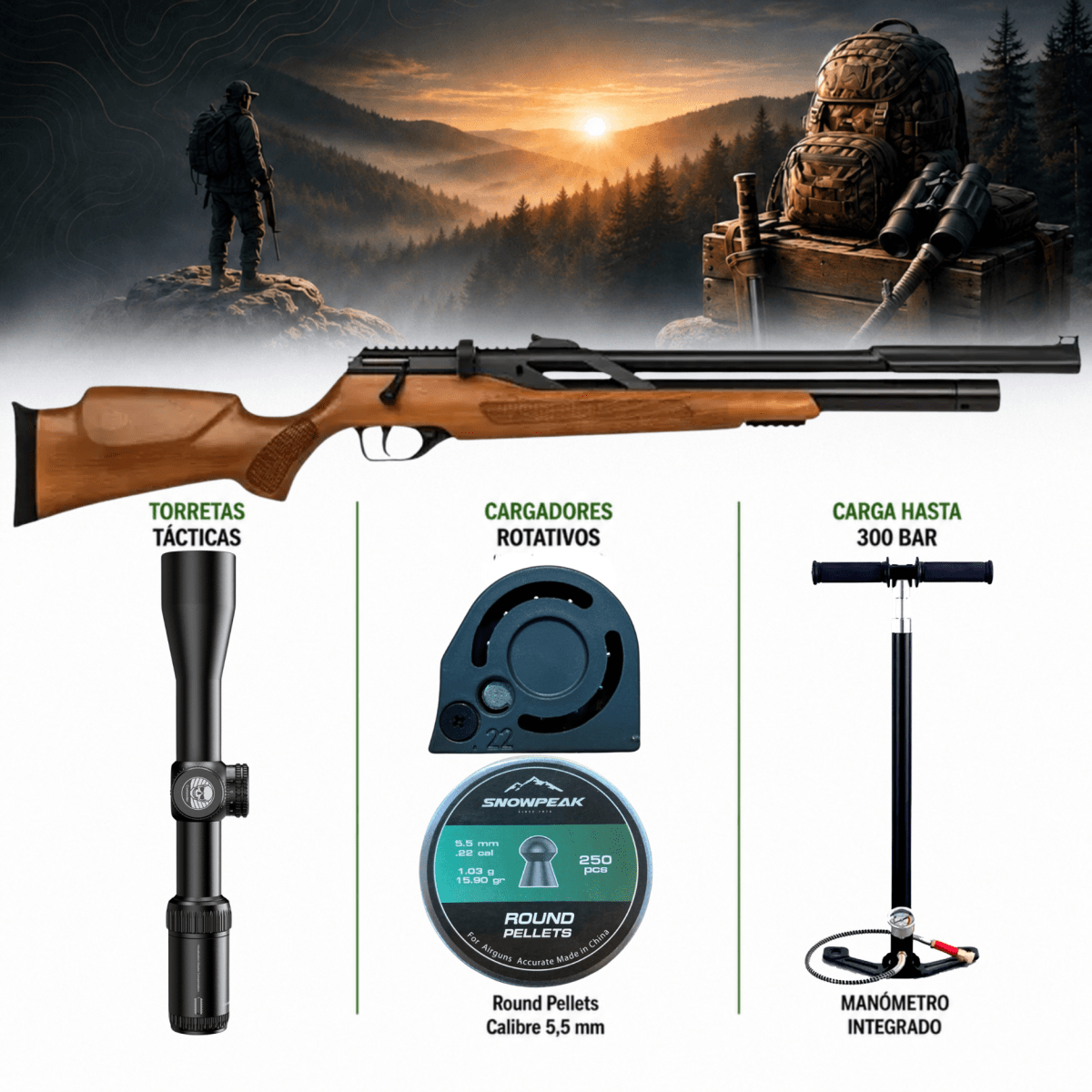 RIFLE T-REX MADERA KIT COMPLETO1