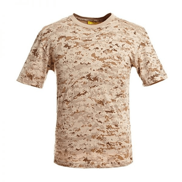 POLERA MANGA CORTA POLIESTER CAMUFLAJE MILITAR PIXELEADO - CAFÉ1