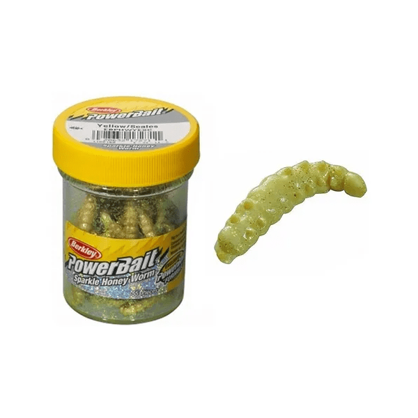 TEBO ARTIFICIAL POWERBAIT SPARKLE HONEY WORM 55CT #YELLOW/SCALES1