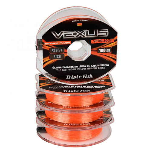 NYLON/ MONOFILAMENTO TRIPLE FISH VEXUS NARANJO FLUOR -100MTS1