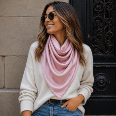 Pañuelo seda 90*90 cms malva rosa 1