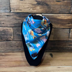 Pañuelo seda 70*70 cms gatitos artistas azul