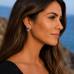 Aros N&F cobre plata bronce luna mosaico coral 0