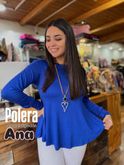 Polera Ana azul rey modal algodón manga larga 0