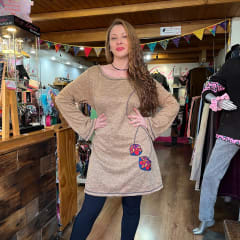 Vestido Kisu Queule mostaza sin cuello 0