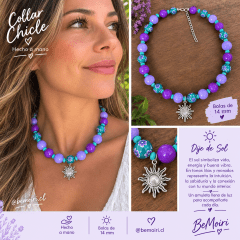 Collar chicle morado lila y verde floral sol