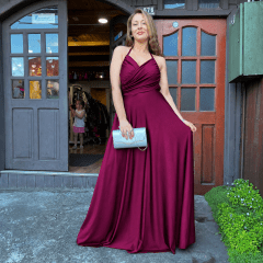 Vestido fiesta Cris burdeo 0