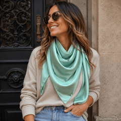 Pañuelo seda 90*90 cms verde menta 3