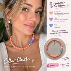 Collar chicle naranjo corazones