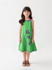 Vestido kisu niña pabilo verde limon lino