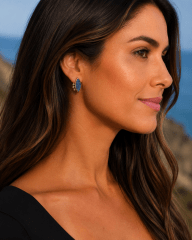 Aros N&F cobre plata bronce hoja mosaico lapislazuli 0