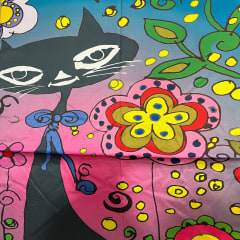 Pañuelo seda 90*90 cms gato negro multicolor