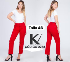 Jeans KJ 2258 rojo recto con bolsillos