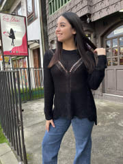 Sueter hilo negro encaje en la espalda 1