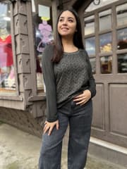 Polera algodon marengo deslavada diseño manga larga 0