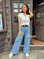 Polera algodón blanca corazón naranjo