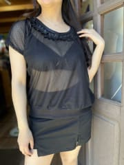 Polera Santa transparencia  negro manga corta