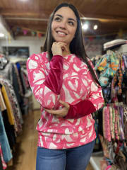 Poleron Mariela sofia blanco fucsia