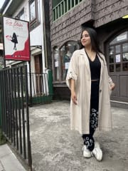 Trench beige Lino mangas 3/4 3