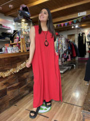 Maxi vestido rojo algodon 0