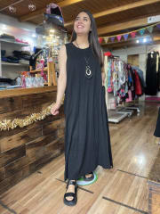 Maxi vestido negro algodon 0
