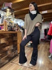 Calza forrada flare negro alto invierno 0