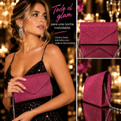 Cartera fiesta guinda  con tapa
