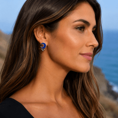 Aros N&F cobre plata bronce luna mosaico lapislazuli 0