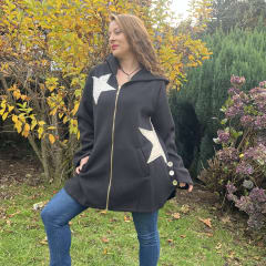 Chaqueta paño negro estrella y cierre 0