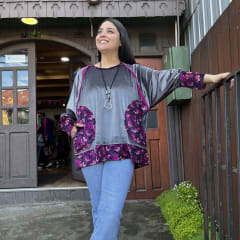 Poleron Olivia velvet plata magenta 0