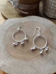 Aros plata 925 colgante argolla 3 pelotitas