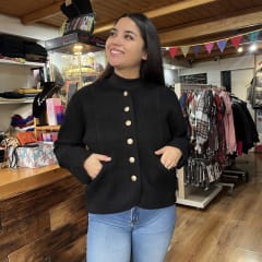 Chaqueton paño negro botones dorados