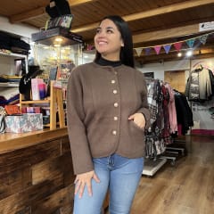 Chaqueton paño cafe botones dorados