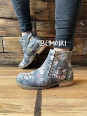 Botín cuero DC gris azulado floral