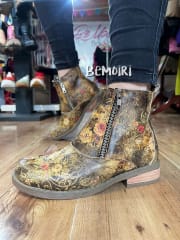Botín cuero DC camel floral