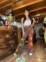 Calza flare sofia mostaza estampado mandala 0