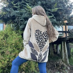 Chaqueta Mila cotele forrado beige corazon leopardo 0