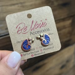 Aros N&F cobre plata bronce caracol mosaico lapislazuli