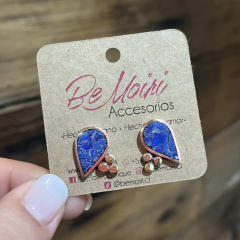 Aros N&F cobre plata bronce gota mosaico lapislazuli
