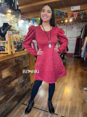 Vestido Eldy lanilla italiana rojo manga princesa