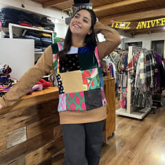 Poleron patchwork lanilla mostaza