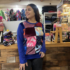 Poleron patchwork lanilla azul rey 0