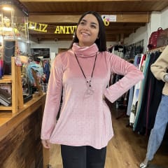 Poleron Paola velvet palo rosa mini tachas 0