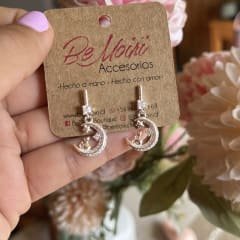 Aros Plata 925 colgante pasador gatito en la luna microcircones