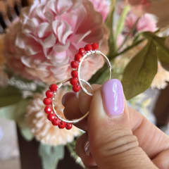 Argolla Plata 925 rojo cristales alambrismo