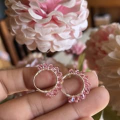 Argolla Plata 925 rosa cristales alambrismo