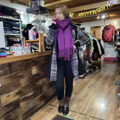 Abrigo Kisu make escoces magenta forrado micropolar 0