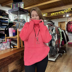 Sueter lana coral cuello alto punto ingles 0